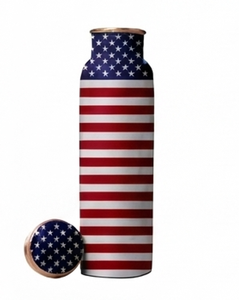 Trendy <b>Copper</b> Water <b>Bottle</b> With Flag Design Leak Proof Modern Style For Daily Hydration Travel Home Office Hiking - Product Image 2