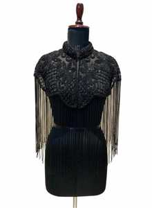 Adult Black Sequined Polyester Cape with Pearl and Fringe Decor Embroidery <b>for</b> <b>Wedding</b> Jacket <b>Wrap</b> - Product Image 6