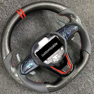 Volante Deportivo Estilo <span class=keywords><strong>R8</strong></span> de Cuero y Fibra de Carbono con Marca Central Roja para VW <span class=keywords><strong>Golf</strong></span> 6/7 Passat CC Polo Tiguan Touareg MK6 - Product Image 2