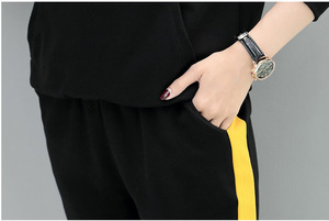 Women Hooded 2 in 1 Solid <b>Tracksuit</b> Set Black Yellow Full Sleeve Casual Sportswear with Side Pockets Winter Wear - Product Image 5