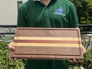 Tabla de Cortar Rectangular de Madera con Diseño de Rayas, Antideslizante, en Paquete Individual, Hecha en Vietnam - Product Image 6