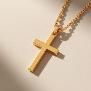 Colgante de Cruz Elegante de Oro Sólido de 14K, Fidelidad Cristiana Atemporal, Lujo para Collar Certificado, Colgante de Cruz Minimalista de Oro PT950 - Product Image 5
