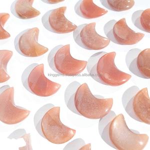 Piedra lunar tallada en oro rosa al por mayor, piedra solar, piedras preciosas de meditación Reiki, artesanías de piedra semipreciosa para curación energética, amor Feng - Product Image 4