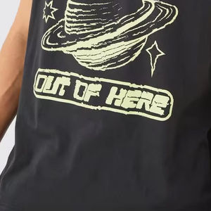 Camiseta sin Mangas de Alta Calidad 100% Algodón con Estampado Gráfico DTG y Lavado Ácido para Hombre, Corte Holgado, Venta al Por Mayor, Camisetas Personalizadas para Hombre - Product Image 4