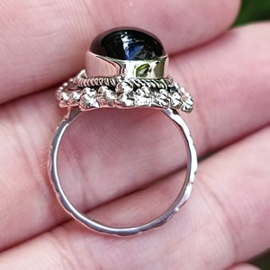 Black Onyx <b>Ring</b> 925 Sterling <b>Silver</b> Handmade <b>Boho</b> Statement Promise <b>Ring</b> for Women, July Birthstone Heart Shape Jewelry - Product Image 2