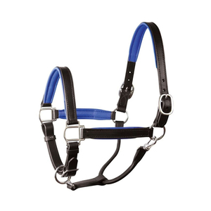 Harnais de cheval en cuir noir avec boucles en laiton et surpiqûres blanches pour l'équitation et l'entraînement - Product Image 3