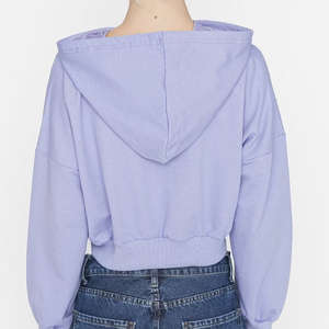 Sweat-shirts à capuche courts personnalisés avec logo pour femmes, vêtements 100 % coton molletonné, pulls oversize pour femmes - Product Image 6