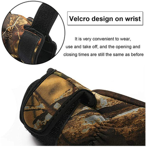 Gants de pêche coupe-vent camouflage en néoprène à doigts coupés, gants de chasse d'hiver antidérapants avec fermeture auto-agrippante pour hommes et femmes - Product Image 5