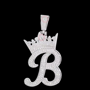 Luxury Royal Crown Letter B <b>Pendant</b> Iced Out VVS Moissanite Fine Jewelry <b>Pendants</b> & Charms <b>Initial</b> Necklace Manufacturer - Product Image 2