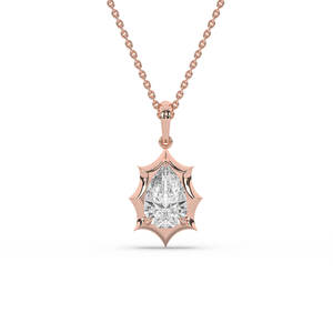 Collier pendentif minimaliste en forme de poire avec diamant de laboratoire, or massif, bijoux fins, pendentif moderne en diamant, cadeau pour femme - Product Image 1