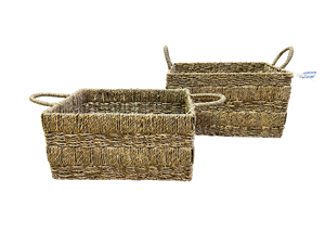 Hand Woven Eco-Friendly Seagrass Storage <b>Basket</b> with Handle and <b>for</b> Clothing in Vietnam - Product Image 4