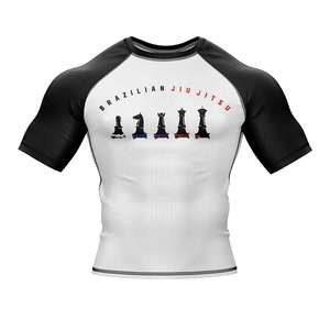 Professional BJJ Rashguard Short Sleeve <b>Compression</b> <b>Shirt</b> Brazilian Jiu Jitsu MMA Grappling Training Wear Chess Belt Design - Product Image 6