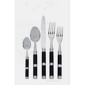 Haute exigence argent plaqué miroir poli simplicité moderne poignée ronde couverts en acier inoxydable couteau fourchette couverts - Product Image 1