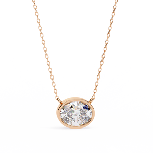 Collier pendentif en diamant taille ovale AMBER JEWELS, chaîne serpent plaquée argent 925, bijoux minimalistes unisexes pour tous les jours - Product Image 1