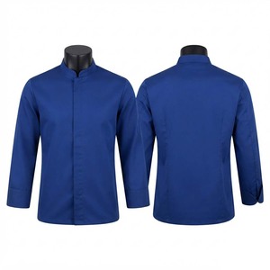 Chaqueta de Chef Unisex Blackhardson, Tejido de 210 GSM, Polialgodón Elite, Estampado en Serigrafía, Manga Corta, Cuello Mandarín, Azul - Product Image 1