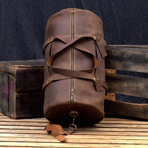 Sac de voyage en cuir véritable style rétro, sac de week-end, grande capacité, léger, fermeture éclair, bagage à main portable LDB-0293 - Product Image 2