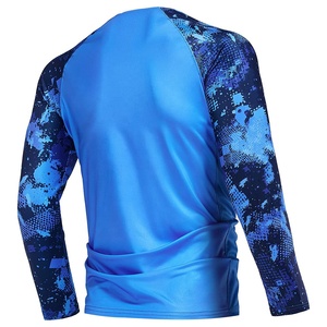 Men's Long Sleeve Camouflage Hunting Shirt Blue Moisture-Wicking Polyester Summer Outdoor Top - Product Image 4