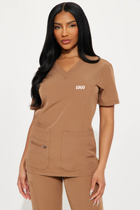 Uniformes Médicos de Hospital con Logotipo Personalizado, Resistentes al Agua, Elásticos, Unisex, Cuello Alto, Conjuntos de Manga Corta, Spandex/Poliéster - Product Image 2