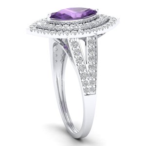 Bague de fiançailles REYES en or massif 14 carats avec améthyste taille marquise 1 carat et diamants, pour femme - Product Image 3