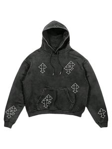 เสื้อฮู้ดดี้ทรงโอเวอร์ไซส์สไตล์สตรีทแวร์สำหรับผู้ชาย ล้างสีแบบแอซิดวอช เนื้อผ้าหนา ใส่สบาย เหมาะสำหรับออกกำลังกาย ทรงบ็อกซี่ แฟชั่นฤดูหนาวสไตล์คนเมือง - Product Image 6