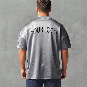 เสื้อยืดผู้ชายคอตตอน 100% ทรงโอเวอร์ไซส์ ไหล่ตก น้ำหนักมาก สไตล์ลำลอง แบบเรียบๆ  รับทำตามสั่ง ดีไซน์ล่าสุด แบบทำสีซีด - Product Image 2