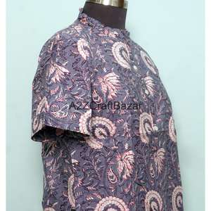 Vestidos Casuales de Oficina para Mujer, 100% Algodón Hecho a Mano, Transpirables, Mini, Manga Larga, Cuello Redondo, Estampado Floral, Modernos, Holgados, Ecológicos - Product Image 5