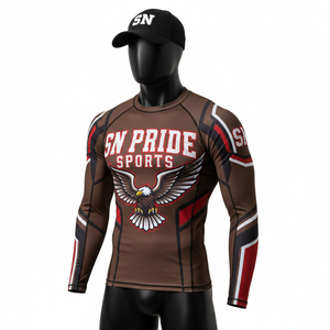 Rashguard MMA unisexe imprimé sur mesure, impression numérique, polyester/spandex, séchage rapide, manches longues, tissu 220g, couleur et logo personnalisés - Product Image 1