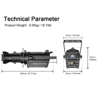 Projecteur LED profilé SHEHDS 250W RGBWAUV CRI 90 5500K 19 degrés à focale fixe DMX LEKO pour scène de théâtre et concert