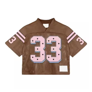 Camiseta de Fútbol Unisex Marrón de Malla con el Número 33 y Estrellas Rosas, Cuello en V, Manga Corta, Transpirable, para Todas las Temporadas - Product Image 4