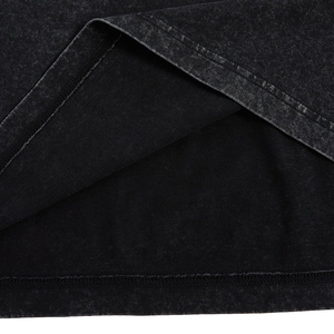 T-shirt à manches courtes pour homme, noir, surdimensionné, col rond, jersey en coton lavé, couleur unie, coupe classique - Product Image 5