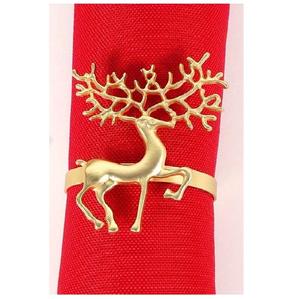 Élégant anneau de serviette en aluminium doré motif cerf, design bois de cerf, écologique, pour décoration de table de mariage et banquets, idéal pour les fêtes de luxe à thème animalier - Product Image 1