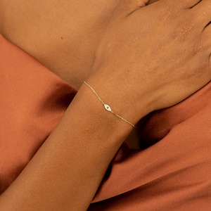 Pulsera de Diamantes de Oro Sólido de 14K con Dije de Ojo de la Suerte, Oro Blanco y Rosa, Zafiro Natural Solitario, Delicada - Product Image 5