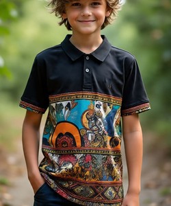 Polo décontracté en maille 180g mélange polyester/coton respirant et à séchage rapide pour tout-petits garçons - Vêtements de sport - Product Image 2