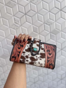 Nouveau Portefeuille en Cuir de Vachette Gravé et Sculpté 2026 avec Bouton Turquoise Vintage pour Cartes de Crédit et Espèces – Idéal Cadeau - Product Image 4