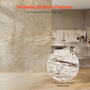 Paquete de 4 Paneles Decorativos de Pared de Imitación de Piedra Natural de PU de 48 x 24 Pulgadas, Cobertura de 32 Pies Cuadrados, Panel de Pared Decorativo 3D para Interiores del Hogar - Product Image 2