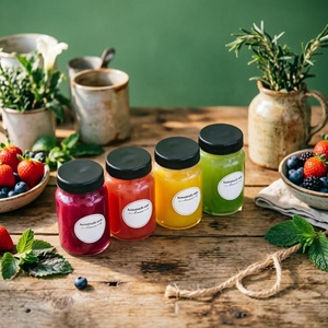 Botellas de Vidrio de 2 oz (<span class=keywords><strong>60</strong></span> <span class=keywords><strong>ml</strong></span>) con Tapa Negra, Boca Ancha, Botellas Pequeñas de Vidrio para Jengibre, Frascos Transparentes Mini para Viaje, a Prueba de Fugas - Product Image 1