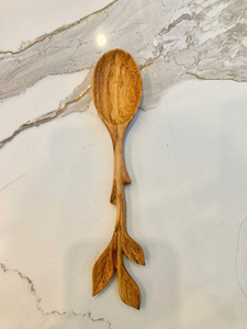 ช้อนไม้ด้ามใบไม้ งานฝีมือจากโรงงานเวียดนาม วัสดุไม้ธรรมชาติ สำหรับทำอาหาร ตักเสิร์ฟ ใช้ในครัว  รับสลักโลโก้ตามสั่ง - Product Image 2