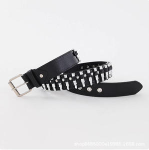 Hot Selling Fashion Y2k Trendy Bullet <b>Head</b> Men's Wide Pu Leather Belt Punk <b>Style</b> Women's Personalized Studded Belt - Product Image 2