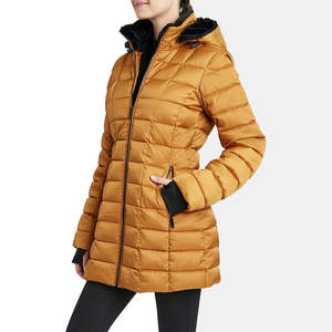 Chaqueta Impermeable 3/4 para Mujer |   Abrigo Resistente al Agua con Capucha y Ribete de Piel Sintética |   Chaqueta Acolchada de Algodón para Invierno - Product Image 3