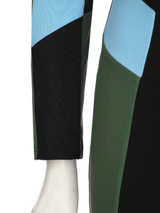 Maillot de bain une pièce pour femme, style pantalon, color block, manches longues, fermeture éclair sur le devant, extensible, en Spandex et Nylon, pour la plage - Product Image 6