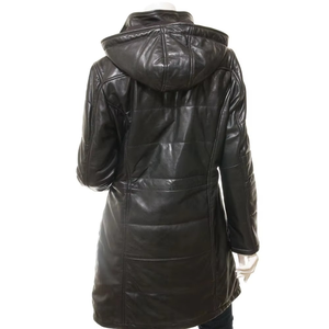 Chaquetas de Cuero Largas con Capucha para Mujer, Diseño Personalizado 2026, Alta Calidad, Precio al por Mayor, Chaqueta de Cuero para Mujer con Cierre Frontal - Product Image 3