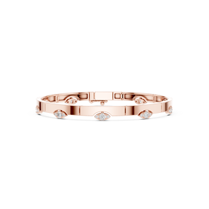 Luxury Rose Gold Lab Grown Diamond Bezel <b>Set</b> Marquise <b>Bangle</b> Bracelet Minimalist Fine Jewelry for Women - Product Image 2