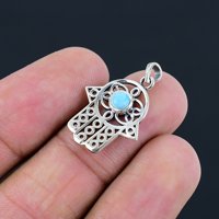 Collier pour femme en argent sterling 925 avec pendentif fin serti clos, fait main, certifié par un tiers, design avec pierre précieuse Larimar