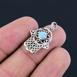 Collar de Larimar con Colgante de Plata de Ley 925, Joyería de Larimar, Colgante Perfecto para Chicas, con Sello 925 - Product Image 4