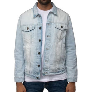 Veste en jean slim délavée personnalisée pour homme, style vintage décontracté, en coton bleu, type trucker, streetwear de haute qualité - Product Image 6