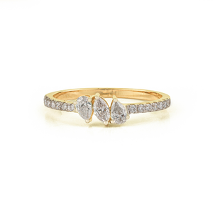 Superbe bague empilable minimaliste en or jaune K14 avec diamant véritable de 0,42 ct, prix de gros usine, bijoux légers de haute qualité - Product Image 1