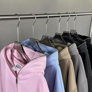 Sweat à capuche unisexe décontracté surdimensionné en molleton brossé épais, entièrement zippé, brodé, imprimé numérique uni, anti-rétrécissement, collection automne - Product Image 6