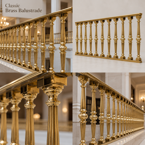 Barandilla de Columna Acanalada con Acabado en Bronce Dorado Pulido para Hoteles de Lujo, Villas y Grandes Escaleras - Product Image 5