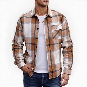 Mens High Quality <b>Checked</b> Flannel <b>Shirt</b> with Hoodie Fleece Lined Winter Zipper Front Streetwear Windproof Shacket Coat Wholesale - Product Image 4
