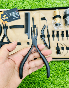 Professional Microlink Hair Extension Tools Kit Black Stainless Steel Pliers Set with Loop Needle, Section Clips, <b>Rat</b> <b>Tail</b> <b>Comb</b> - Product Image 2